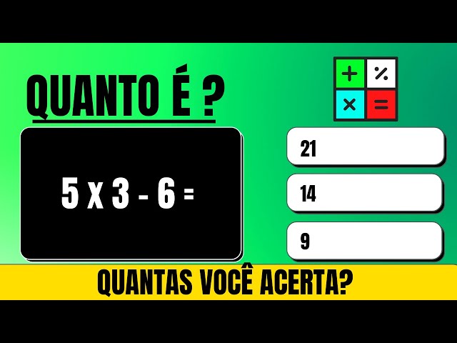 Quiz Matemática 4 - Tabuada - Nível Médio - 20 Contas 