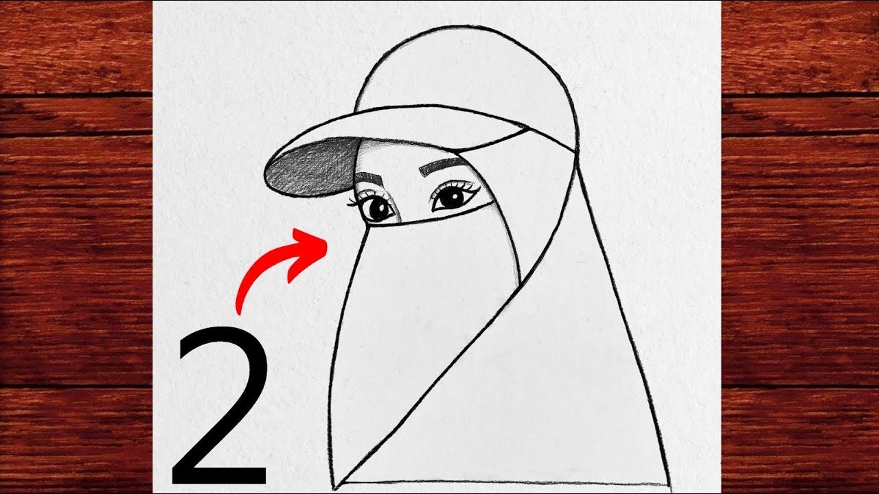 Как нарисовать красивую девушку в хиджабе с кепкойПростой урок рисования мусульманской девушки