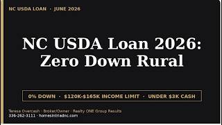 NC USDA Loan 2026 | 0% Down, $120K-$165K Income Limits | Under $3K Cash on $300K Triad Home