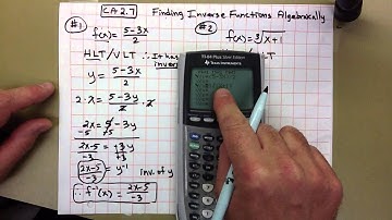 CA 2.7 Finding Inverse Functions Algebraically