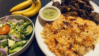 Bariis iyo hilib ( Qado fudud ) Rice meat- Somali Food