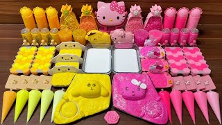 Slime Mixing Hello Kitty: Cinnamoroll Gold vs Pink Clay Makeup