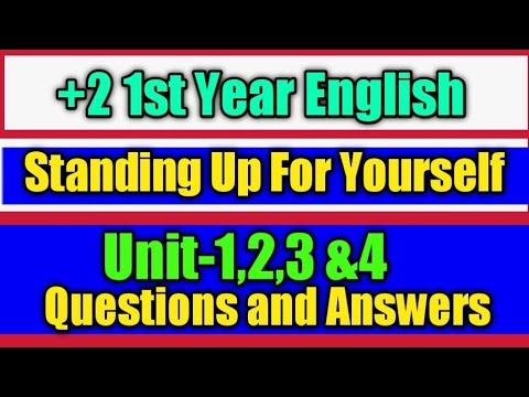 +2 1st Year English||Standing Up For Yourself||Unit-1,2,3 and 4 ...