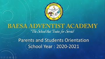 Parents & Students Orientation 2020-2021