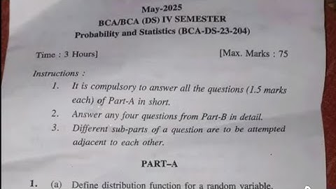 Probability and statistics mathematics2 btech 2nd sem ymca 2025 solution important for bca(1,2(a))