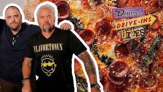 Guy Fieri \& Christian Petroni Eat A+ Connecticut Pizza | Diners, Drive-Ins and Dives | Food Network