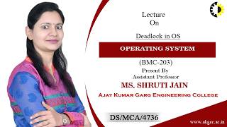 DEADLOCK IN OS | OPERATING SYSTEM | LECTURE 03 BY MS. SHRUTI JAIN | AKGEC