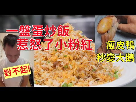 一盤蛋炒飯惹怒了小粉紅！大白又出現在校園消毒了！假食物充斥中國，瘦皮鴨秒變大肥鵝！