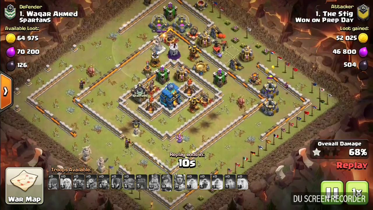 2 Replays / TH12 Best Clan War Base Anti Everytging YouTube