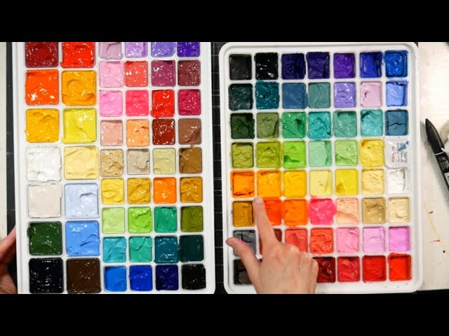 Comparing and Reviewing Miya Himi Jelly Gouache Palettes 