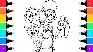 Coloring Bluey And His Friends Play Seesaw Coloring Page  Draw And Colors