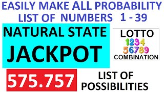lottoformula.com - Natural State Jackpot Lotto number combination