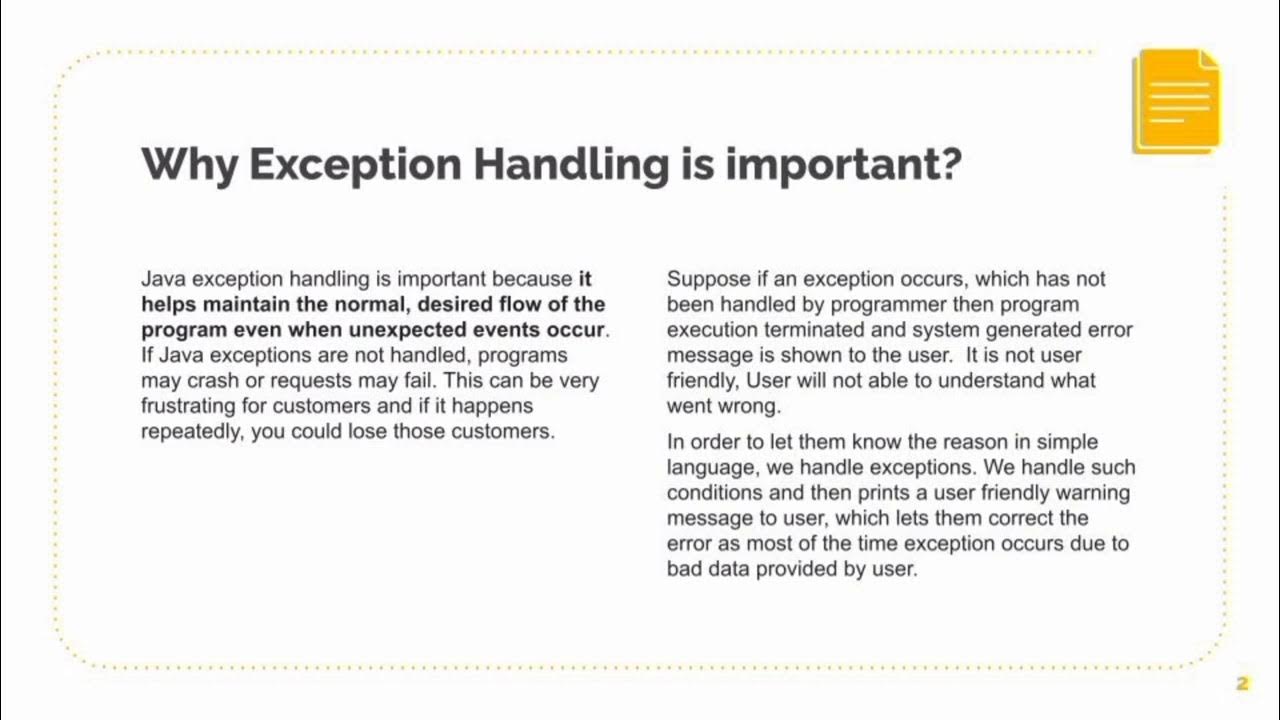 Why Exception Handling is important? java exceptionhandling YouTube