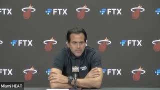 Miami Heat coach Erik Spoelstra comments on rookie Nikola Jovic's defense against Zion Williamson