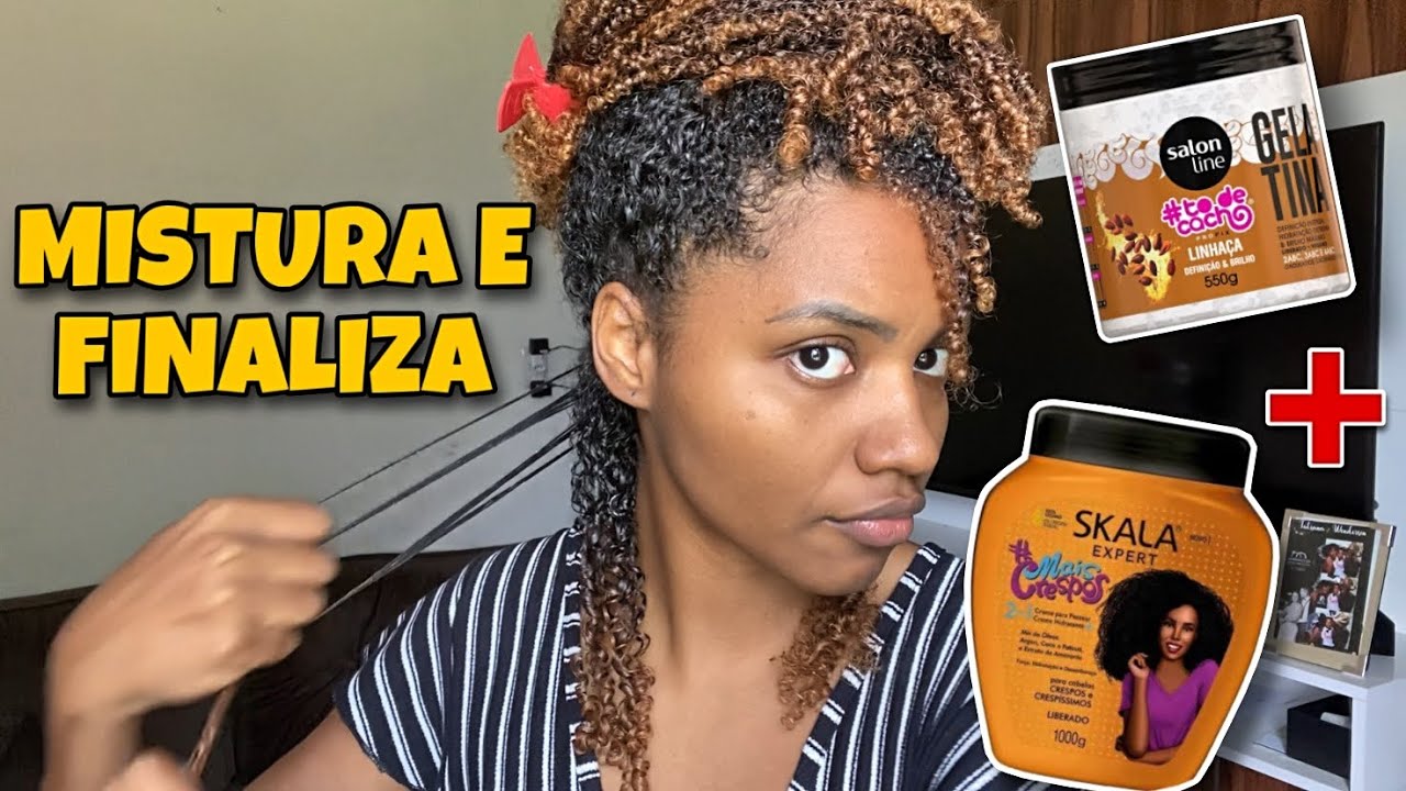 FINALIZANDO COM GELATINA DE LINHAÇA + SKALA MAIS CRESPOS | MISTURA E FINALIZA!