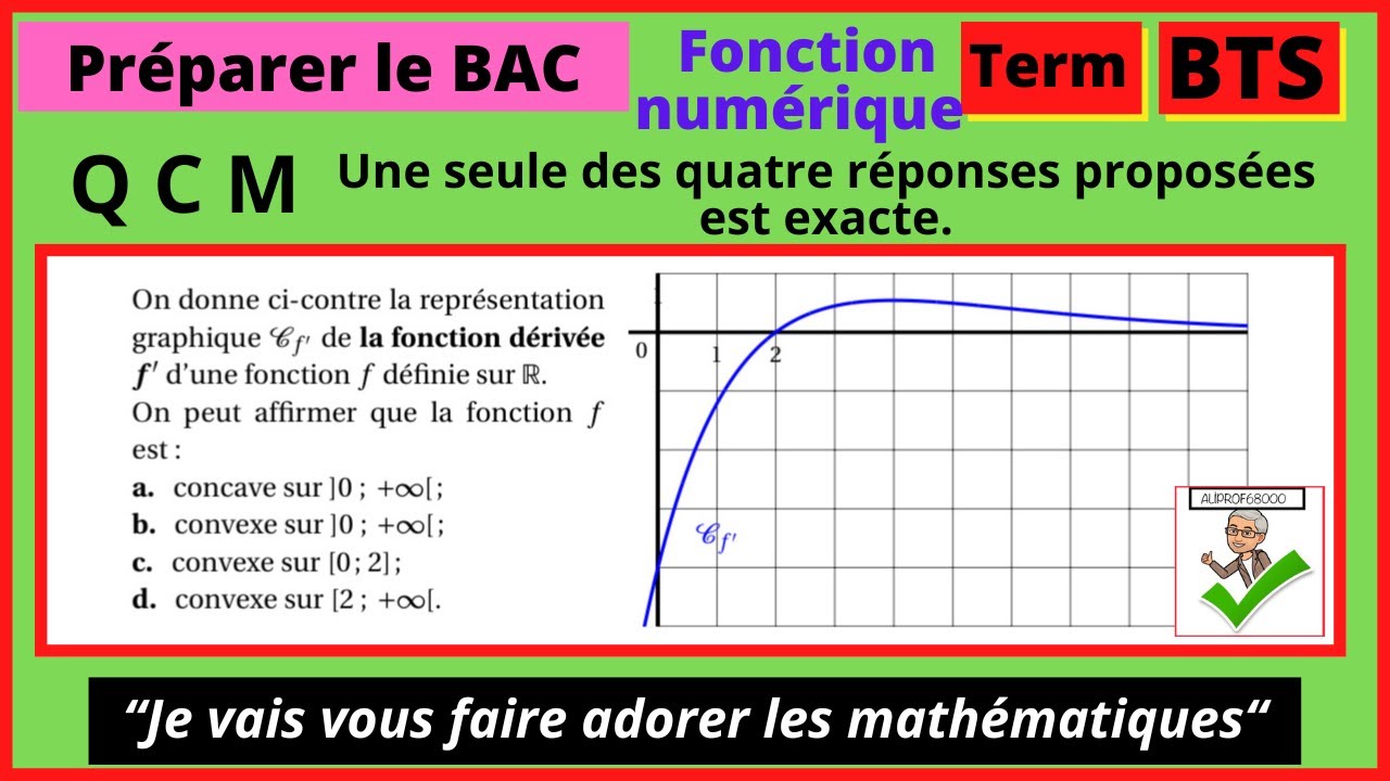 Qcm Type 🤓Préparer le BAC - Fonction numérique - QCM type bac. Convexité - YouTube