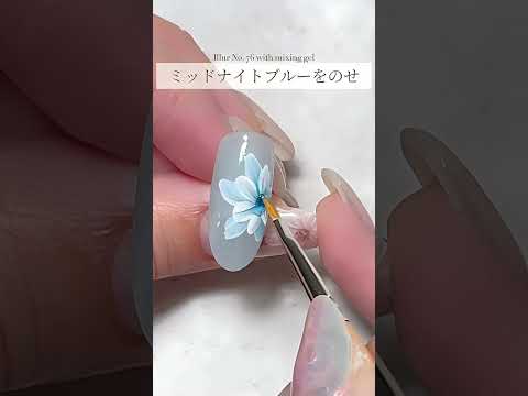 ブルーシースルー フラワーネイル やり方 書き方 動画 #howto #nailart #nails #flowernails