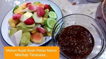 NAGIH!!MAKAN RUJAK BUAH SEGAR SAMBAL KACANG ULEK PEDAS MANIS  MIX ASMR