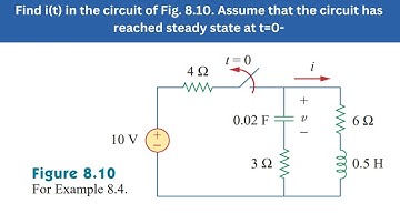 Example 8.4 | Find i(t) of Fig. 8.10. Assume the circuit reached steady state | FEC 4th Edition