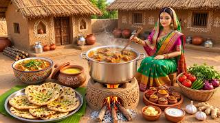 Miniature Doll Cooks Giant Spicy Mutton Curry & Garlic Naan 🍛🥖 | Tiny Village Kitchen ASMR