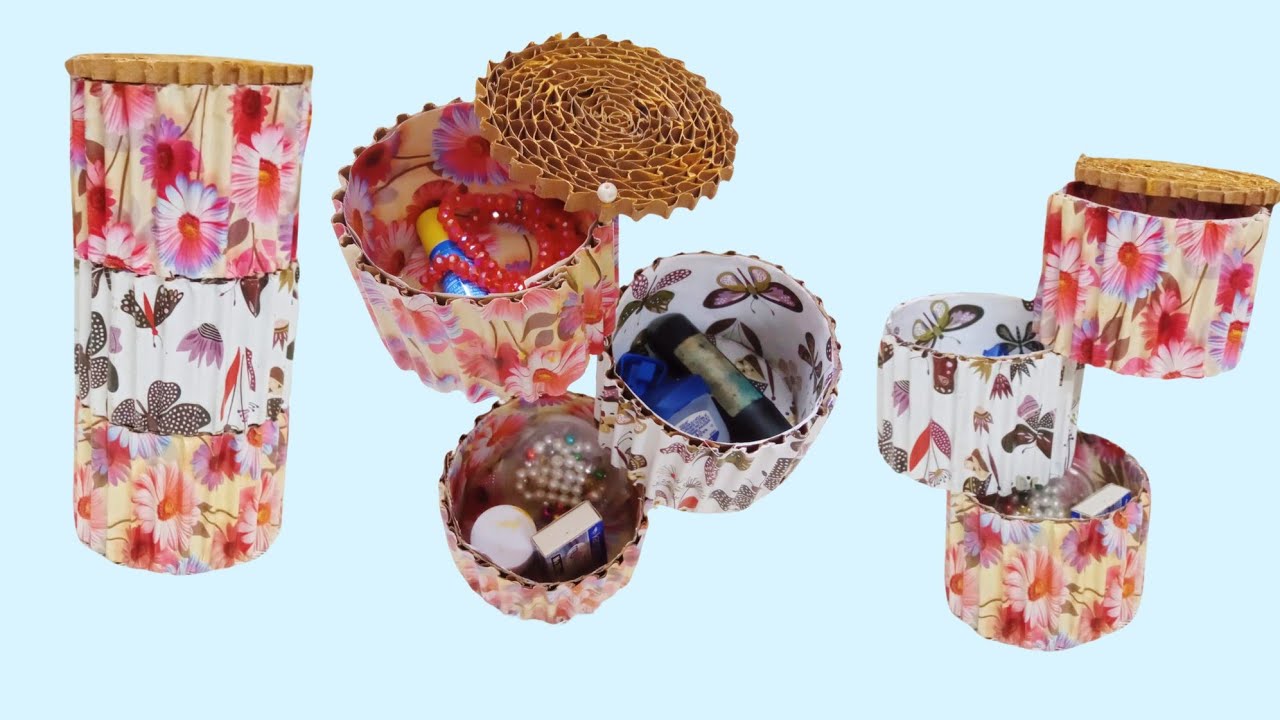 DIY Rotating Storage box/Multilayered Storage Box /Cardboard Craft Ideas