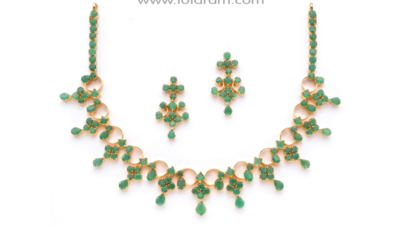 22K Gold Emerald Necklace \u0026 Earring 