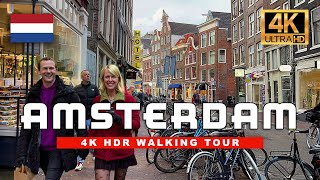 🇳🇱 Amsterdam, Netherlands Walking Tour | Central Canal Relaxing Rain Walk | 4k HDR 60fps