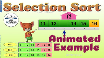 Sorting animation of numbers using selection sort algorithm in data structures