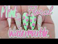 Matte Mint Floral Water Marble Acrylic Nail Tutorial