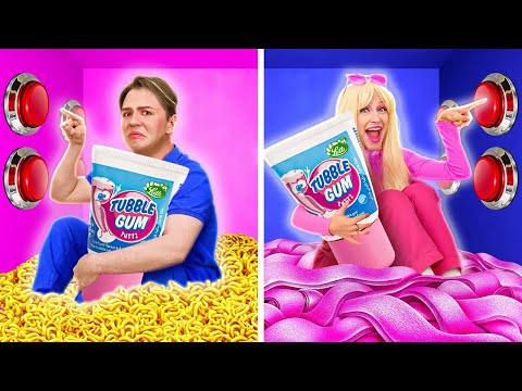 1000 MYSTERY BUTTONS CHALLENGE 💙 💝15 Fun Ideas 📦 Pink vs Blue Challenge
