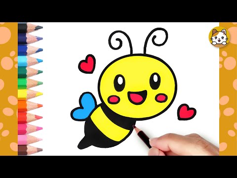 Cute honey bee with flower