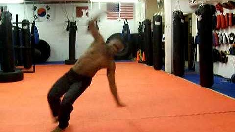 Capoeira sequence with meia lua de compasso