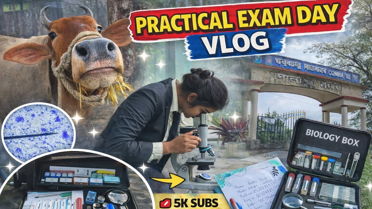 Practical exam day vlog 🦠🔬l 5k subscribers completed on youtube l My first vlog 