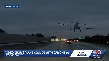 Dramatic video shows plane crash, collide with car on Florida interstate