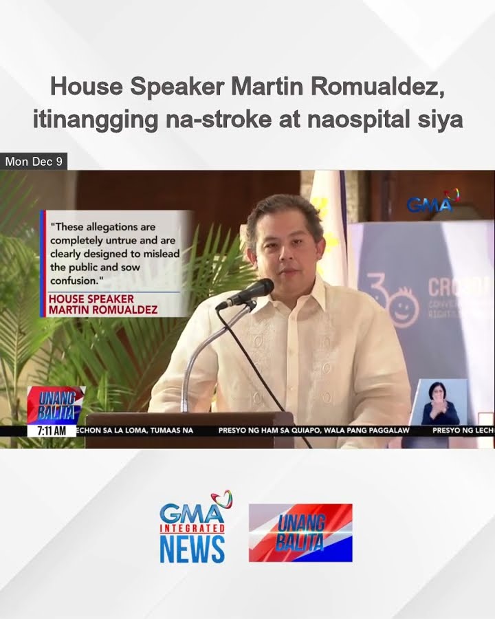 House Speaker Martin Romualdez, itinangging na-stroke at naospital siya | Unang Balita