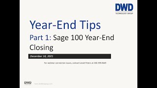 2021 Sage 100 Year End Tips Webcast
