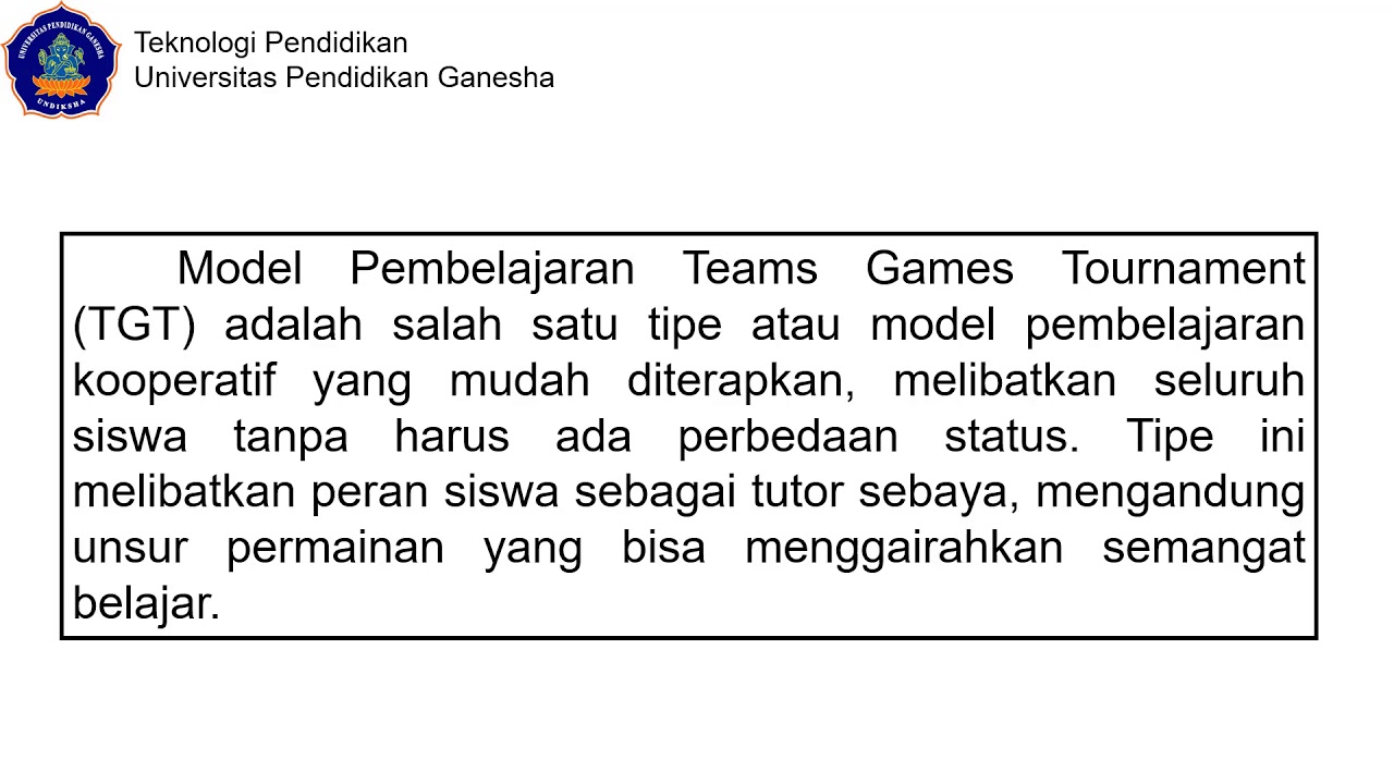 Model Tgt Model Pembelajaran Teams Games Tournament (TGT) - YouTube