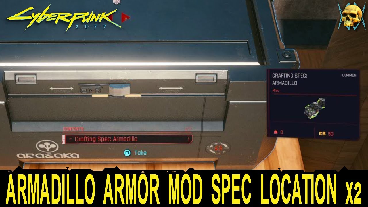 Here are two locations to find the free crafting spec for the Armadillo Arm...