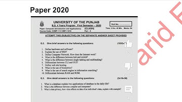Computer || Comp_111 || Solved Past Papers  2020 || Semester 1 #punjabuniversity #computer