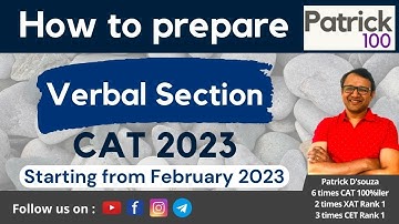 How to prepare Verbal Section for CAT 2023 - If starting from February 2023 | Patrick Dsouza