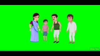 Cartoon Animation  Green Screen Village Man With Family chromatoons