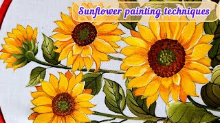 Sunflower painting on cloth |Sunflower painting tutorial by Lily artist fabric Works