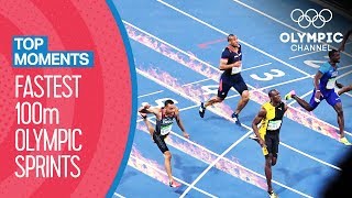 Top Fastest Men's 100m in Olympic History!  Top Moments