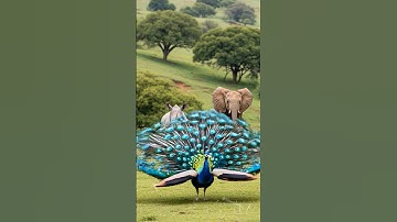 Peafowl bird sound 🦚 Elephant Trumpets Loudly, Peacock Opens Feathers – Rhino