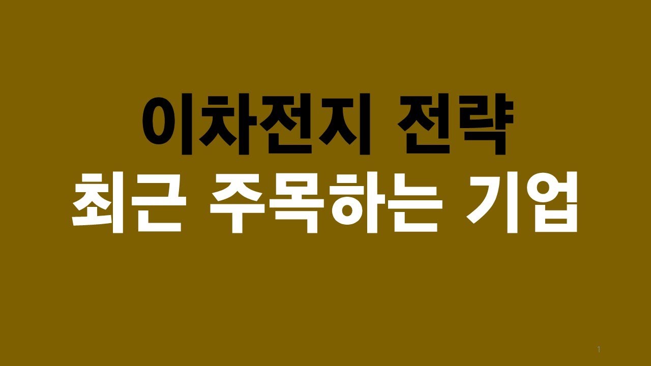 최근 주목하는 기업들, 이차전지