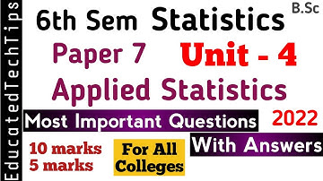 6sem statistics important questions with Answers UNIT-4 degree 6th sem imp questions & answers 2022