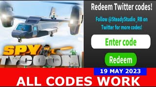 *ALL CODES WORK* Spy Tycoon ROBLOX | 19 MAY 2023
