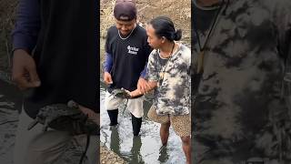 Looking For Turtles In A Dry Pond With His Younger Brother Dede Inoen Primitive Andy  1053 koo