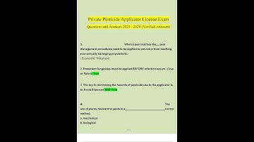Private Pesticide Applicator License Exam Questions and Answers 2023   2024 Verified Answers