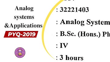 Analog System and Applications PYQ 2019 (June) || Delhi University